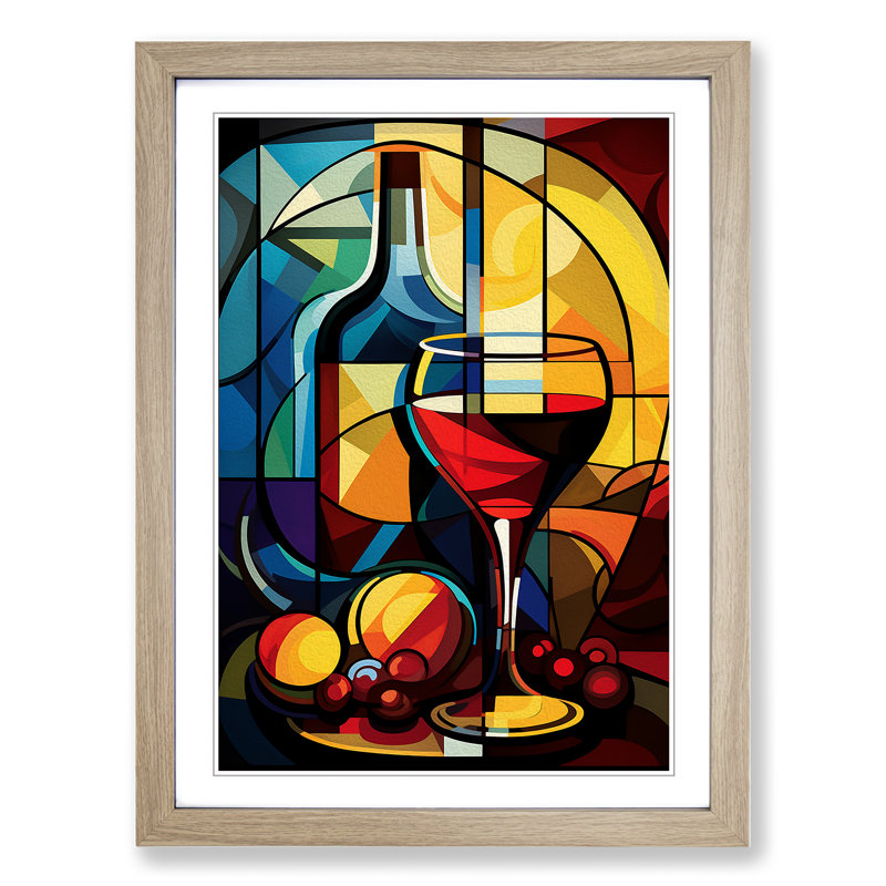 Wine Constructivism - Framed Print, Oak, 64cm H x 46cm W x 2cm D