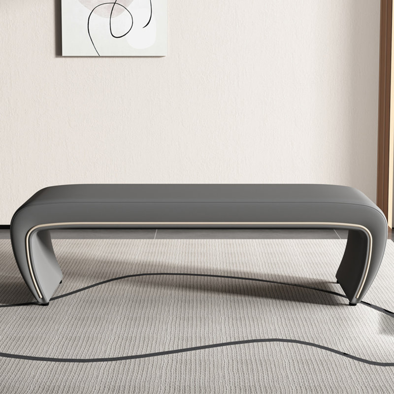 Banc rembourré en cuir Jacan, H 16,14 po x l 70,86 po x P 18,11 po