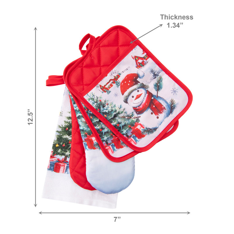 5 Piece Kitchen Set Snowman with Tree