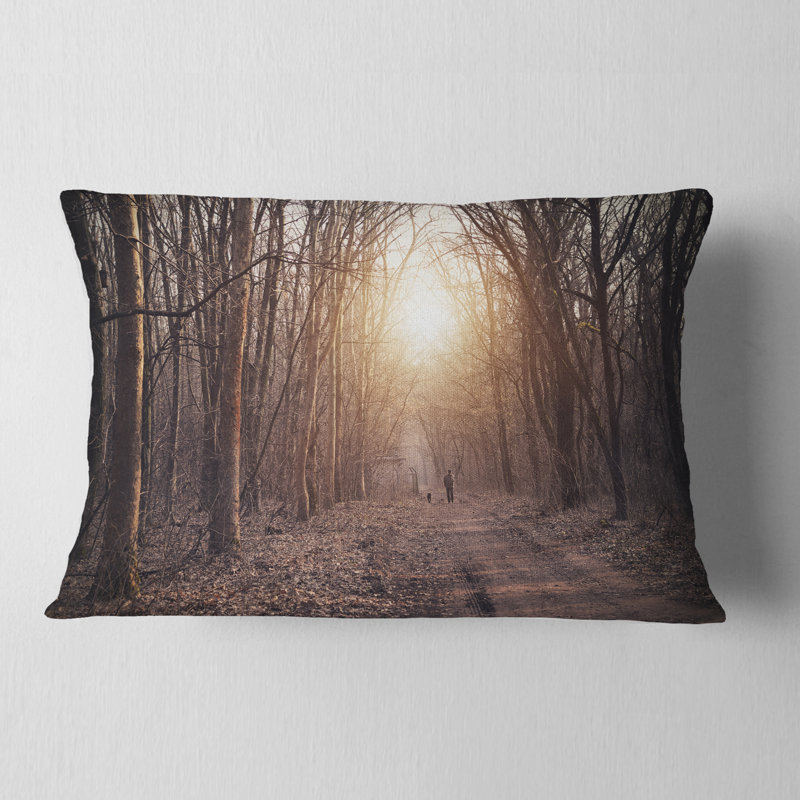 Coussin de la voie forestière au coussin lombaire coucher de soleil