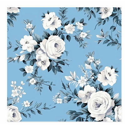 Floral Winter Blue Flowers VII Unframed Art Print