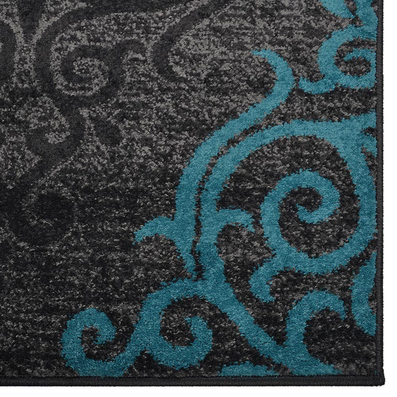 Tullos Machine Made Heatset Polypropylene Area Rugs  - Rectangle, Silver Blue Color, Contemporary Modern Design, Low Pile Machine Made Area Rugs for Living Room, Bed Room