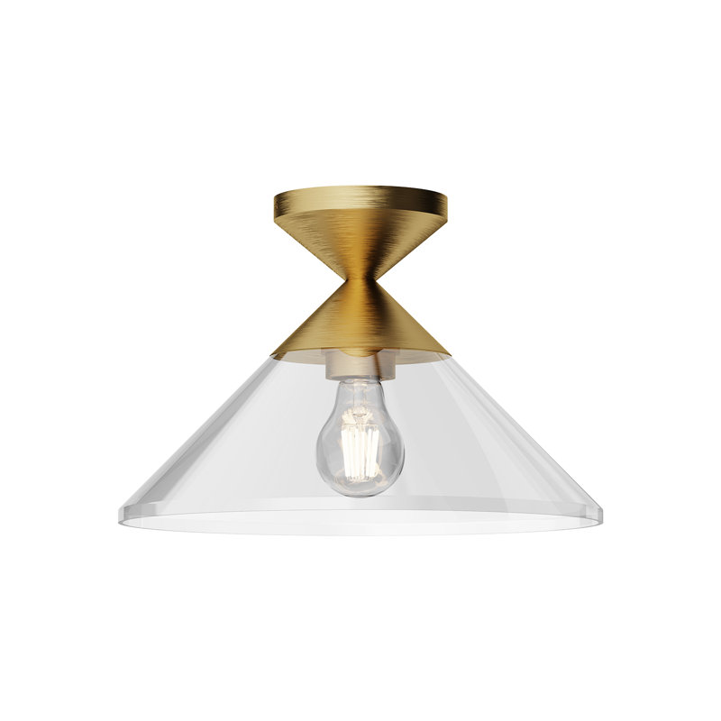 Plafonnier encastré en verre Brylon, Or brossé, Transparent