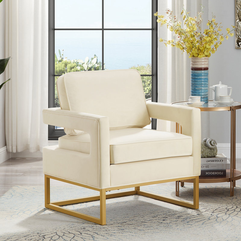 Anatonia Velvet Armchair, White Velvet