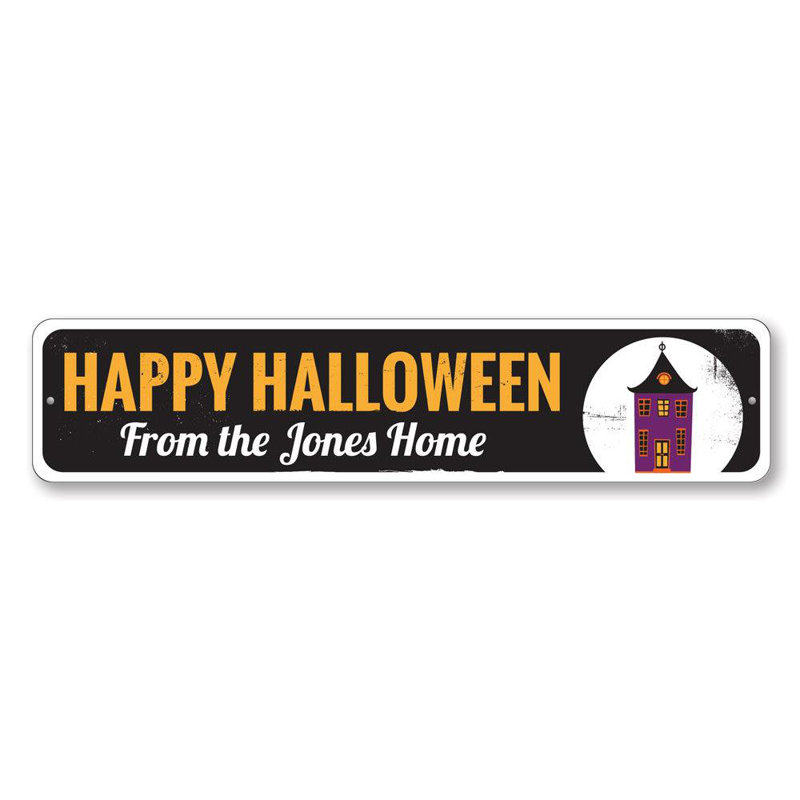 Plaque en aluminium Spooky Haunted House, H 4 po x l 18 po x P 0,04 po