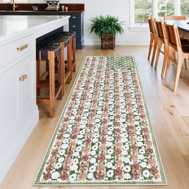 Area Rugs for Living Room Washable Area Rug Boho Floral  Non-Slip Faux Wool Carpet Ideal for Bedroom Living Room Kitchen Office Entryway Bathroom