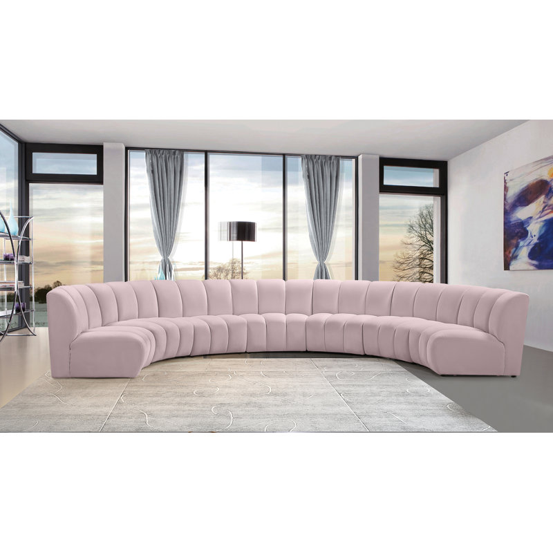 Canapé modulaire en velours Infinity, Velours rose, 7 pièces