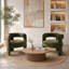 Fauteuil lounge moderne en velours avec coussins moelleux et accoudoirs imposants, structure métallique robuste pouvant supporter jusqu'à 136 kg, fauteuil d'appoint luxueux pour salon ou chambre.