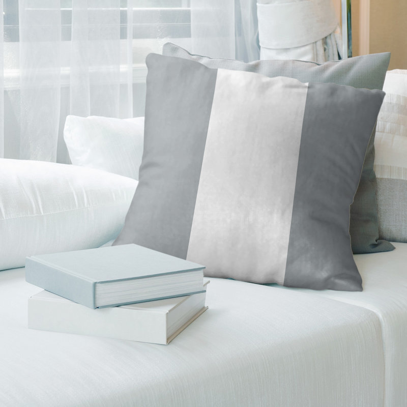 Coussin décoratif, 18 po x 18 po, Duvet synthétique, Argent/blanc