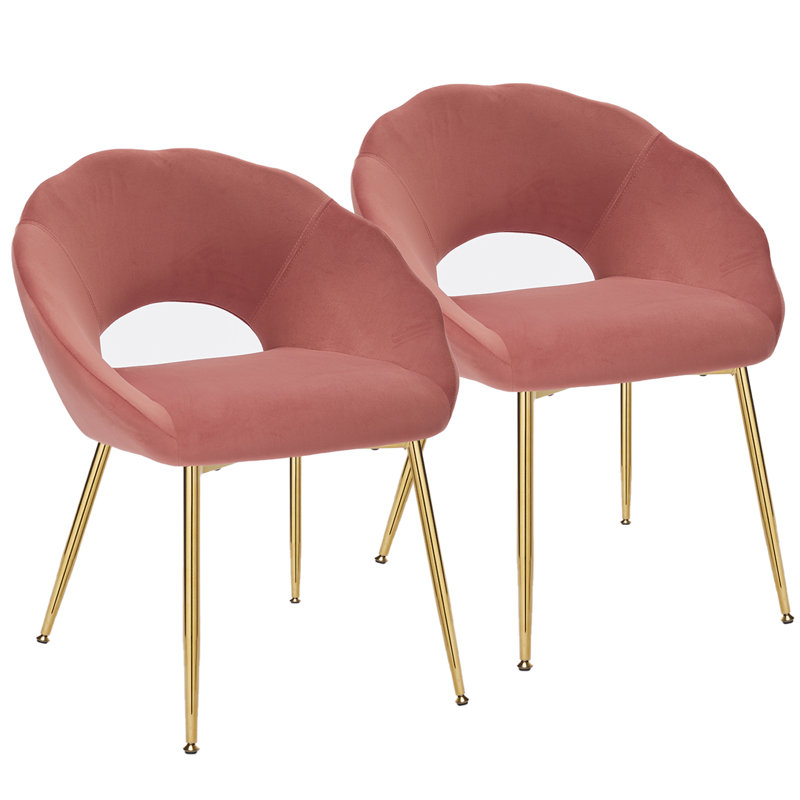 Chaise rembourrée avec dossier à accoudoirs, Rose