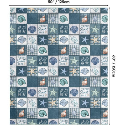 Jeté en flanelle printemps été, patchwork Sealife