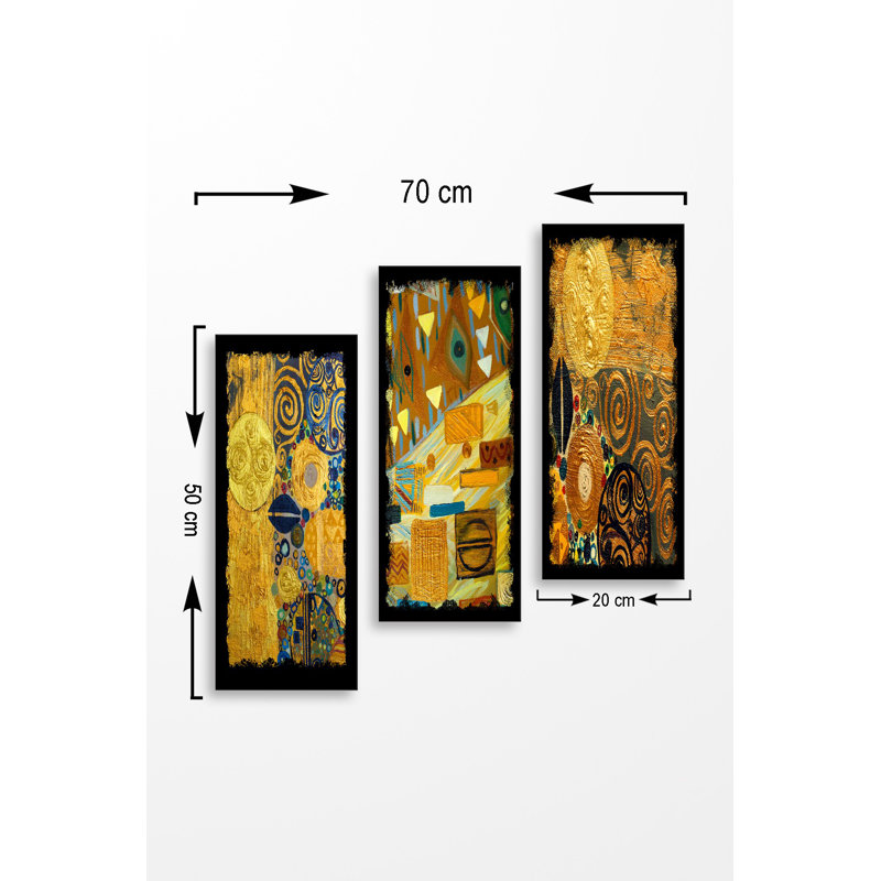 Ensemble de 3 panneaux décoratifs élégants, 27,6 po x 19,7 po | 100% panneau de fibres à densité moyenne, épaisseur: 0,1 pouce | Parfait pour le salon, la chambre à coucher et le bureau, et pour une œuvre d'art élégante et polyvalente