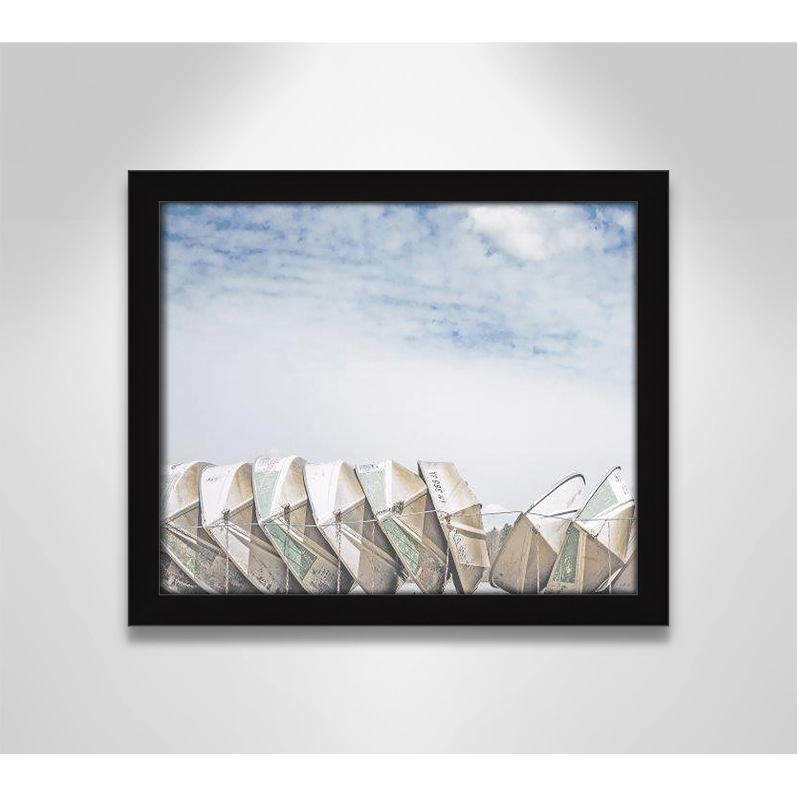 Hennecy "Wooden Boats" Print by Leah Straatsma, 13" H x 15" W x 1.25" D, Satin Black