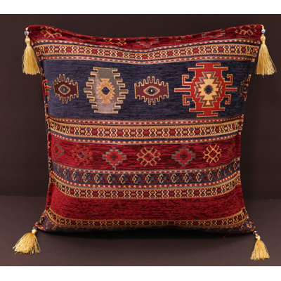 Southwestern Pillows Tassels Chenille Reversible Throw Pillow
