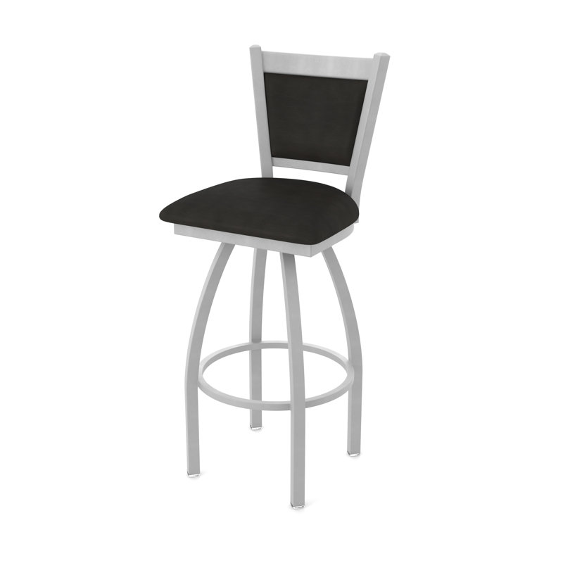 Tabouret pivotant Hadleigh, Tabouret de comptoir (siège d'une hauteur de 25 p, Nickel anodisé, Vinyle - espresso Canter
