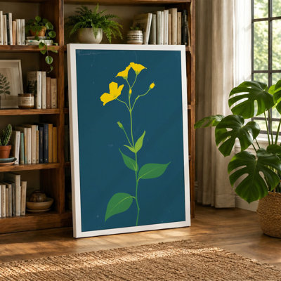 Yellow Bloom Centered Botanical - Wrapped Canvas