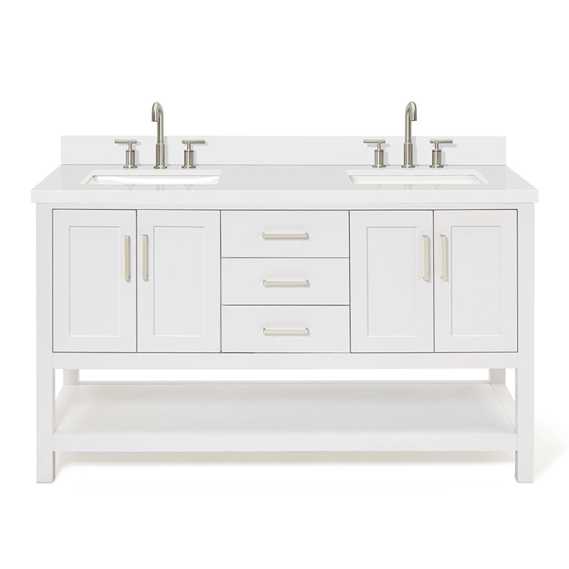 Magnolia Bath Vanity Oval Basin, Rectangle, White, White Quartz