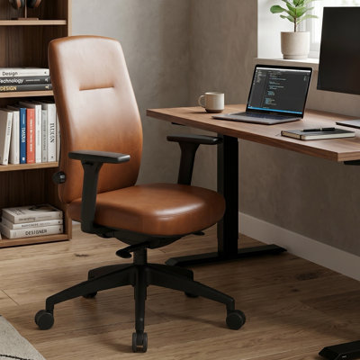 Chaise de bureau ergonomique avec support lombaire réglable, similicuir roulant, accoudoirs 3D, profondeur de siège et dossier réglables - chaise de travail moderne pour usage résidentiel et commercial