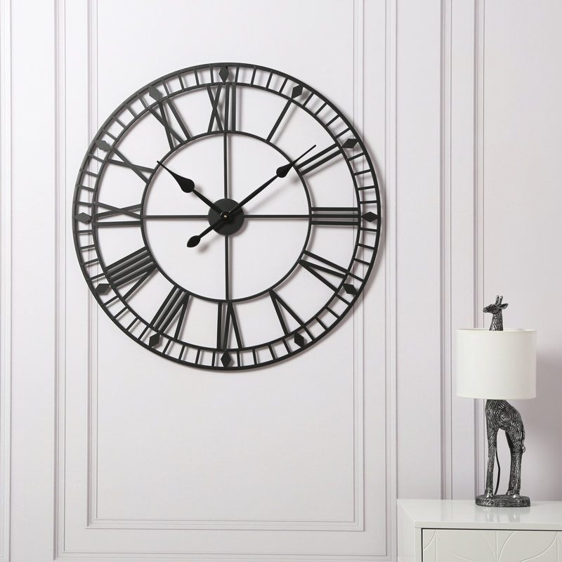 Elienor Iron Wall Clock, Black, 80cm H x 80cm W x 5cm D