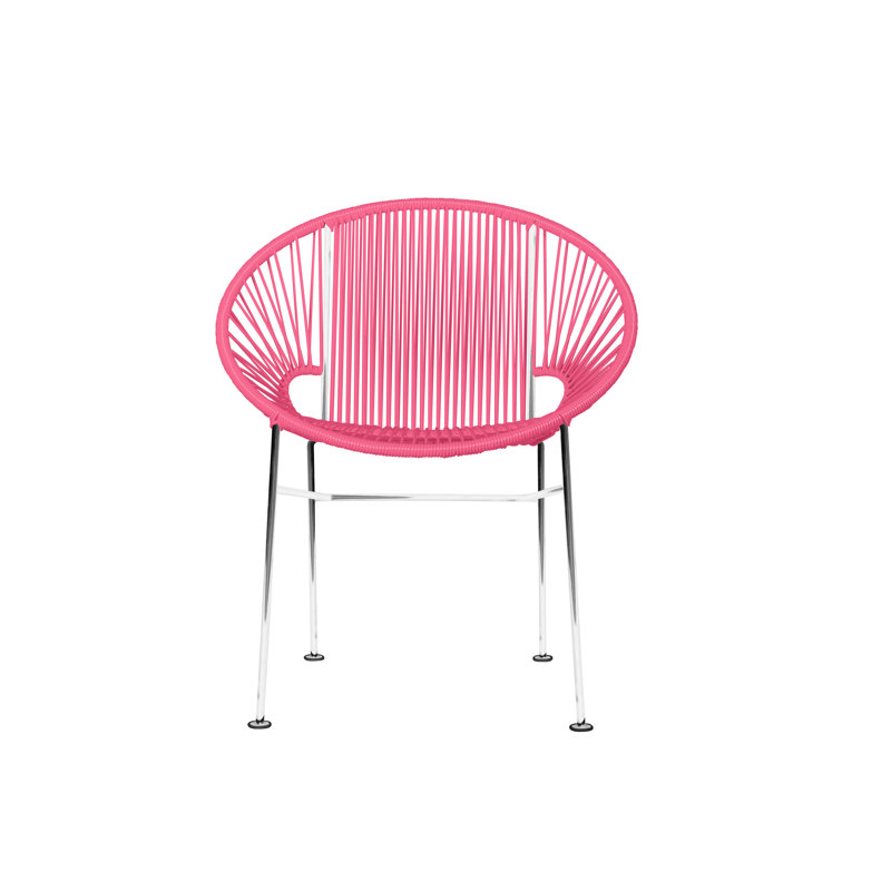 Concha Indoor/Outdoor Handmade Dining Chair, Chrome, Pink