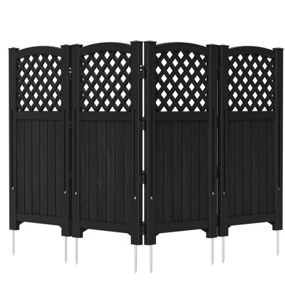 Outdoor Resin Privacy Screen, 4 Fence Panels For Patio