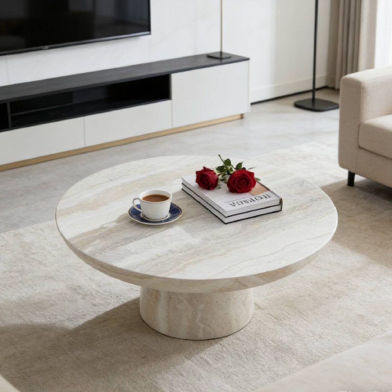 Charming Mushroom Coffee Table Enhances Leisure Time Perfect For Evening Relaxation & Stylish Use, Beige/White