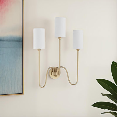 Kaleyah 3-Light Dimmable Steel Wallchiere with Clear Glass Shades