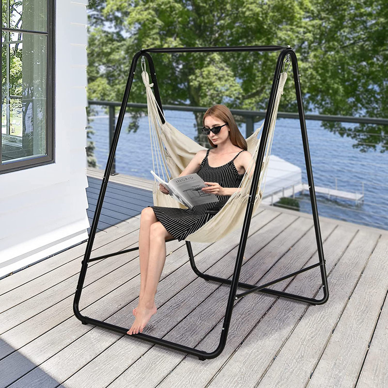 Amedeu Hanging Chair with Stand, Beige