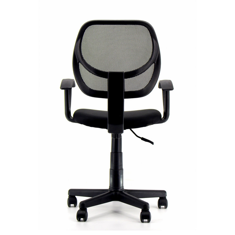 Chaise de bureau ergonomique à dossier moyen avec accoudoirs fixes, Noir