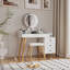 Coiffeuse avec lumières DEL et coiffeuse avec table d'appoint extensible à 5 tiroirs avec miroir et tabouret pour chambre à coucher