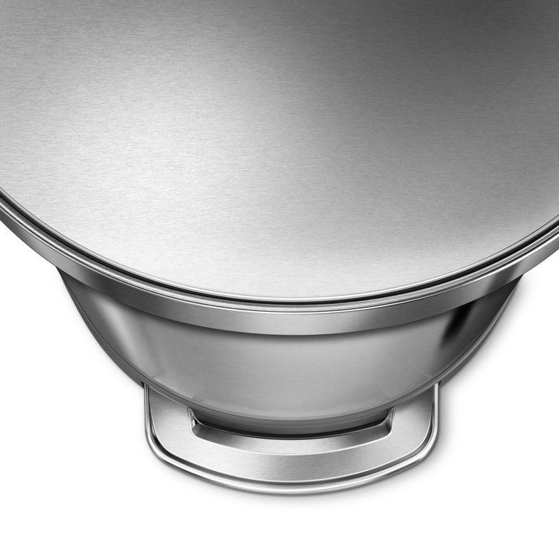Brushed Stainless Steel Semi-Round Pedal Trash Can with Silent Close Lid