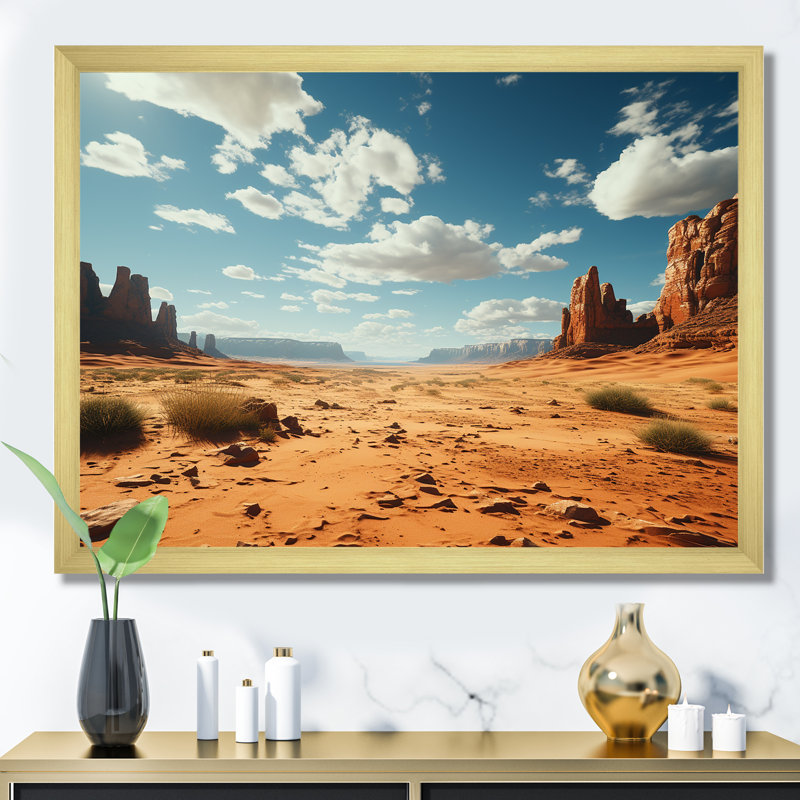 Horizon aride sur le désert du Nevada I - art mural Canyon et désert, Cadre d'angle fermé noir, H 30 po x l 40 po x P 1,5 po