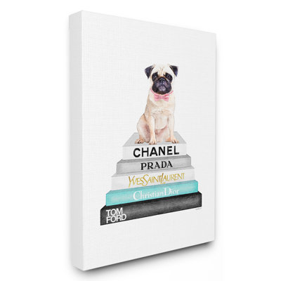 «Bookstack with Pug», reproduction