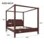 Lit plateforme à baldaquin en bois avec tête de lit et pieds de support, noyer
