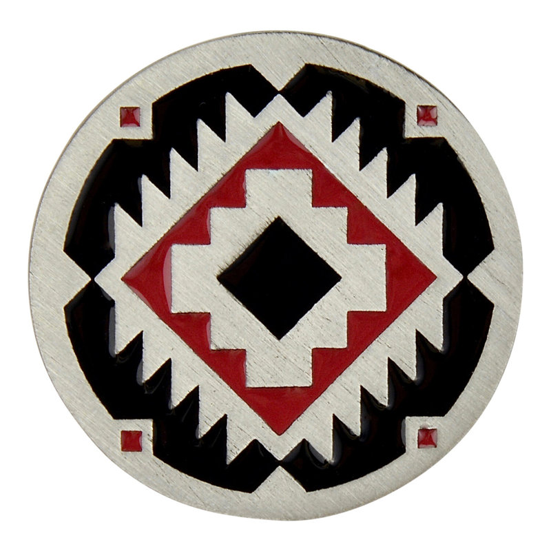 Great Outdoors Circle Knob, Pewter/Red
