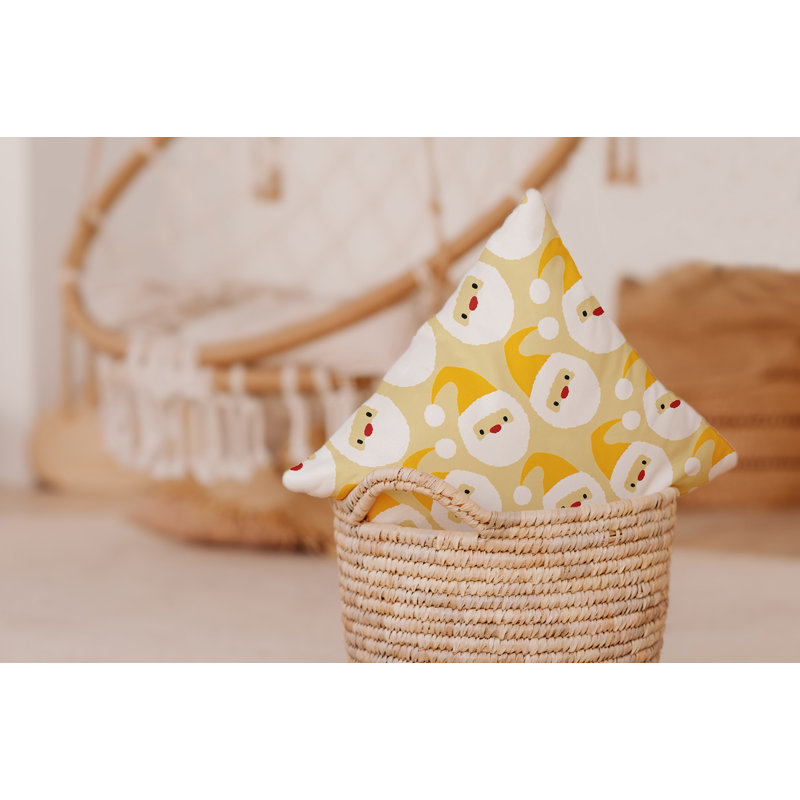 Coussin intérieur / extérieur Dancing Santas, H 16 po x l 16 po, Jaune