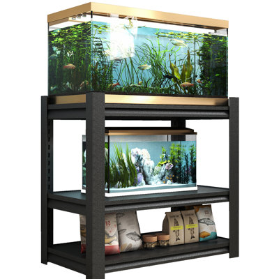 Support d'aquarium en métal de 40 à 50 gallons, conception réglable à 3 niveaux, structure en acier, résistant à la rouille et imperméable, hauteur de tablette réglable, grande utilisation, pieds avec patins de protection du sol, idéal pour la maison