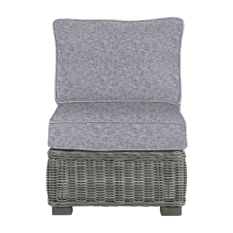 Rustic Woven Sectional Slipper Chair, Slate Gray, Welt, Avila Natural White
