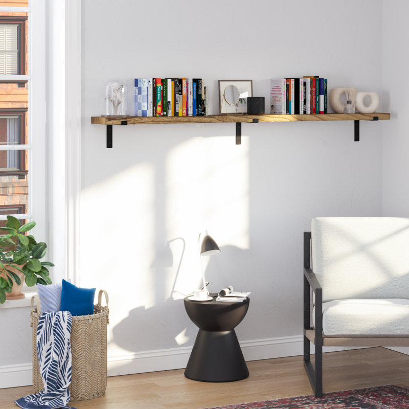 Hanging Shelf For Wall, Floating Wall Bookhelf, Decorative Shelf, Living Room And Office Decor, Rustic, 1pc, 7.5" H x 84" W