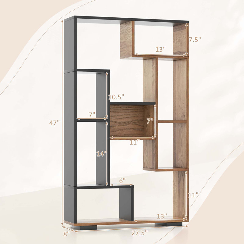 Bodala Geometric Bookcase, Brown/Black