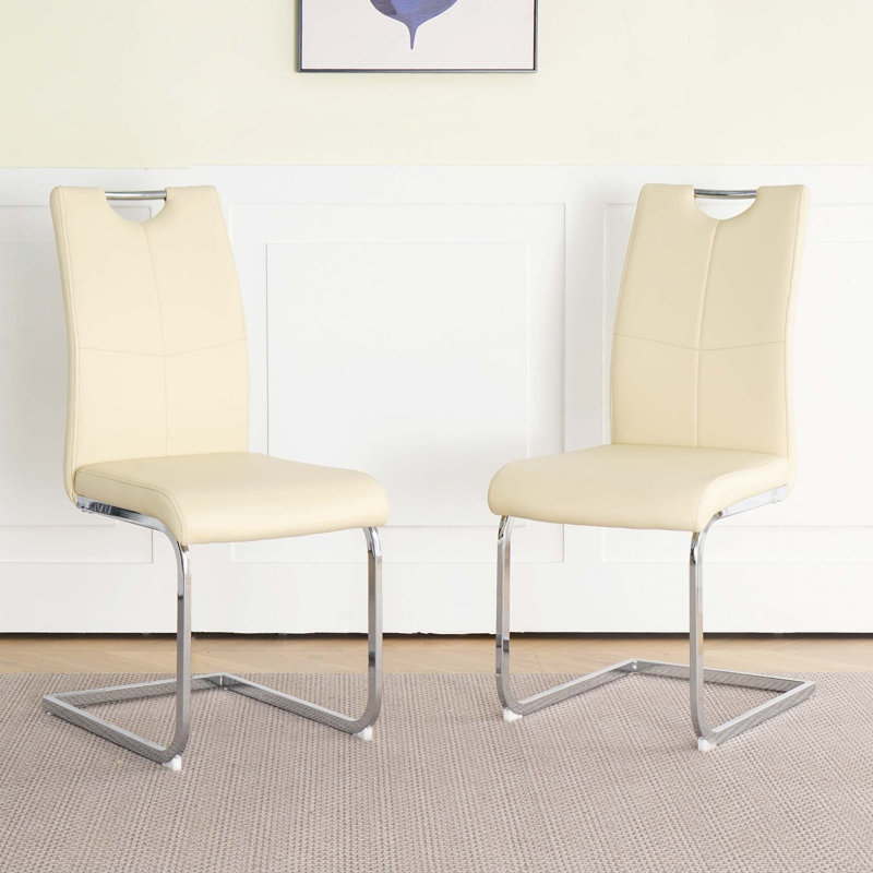 PU Dining Chair Living Room Chair(Set Of 2), Light Yellow
