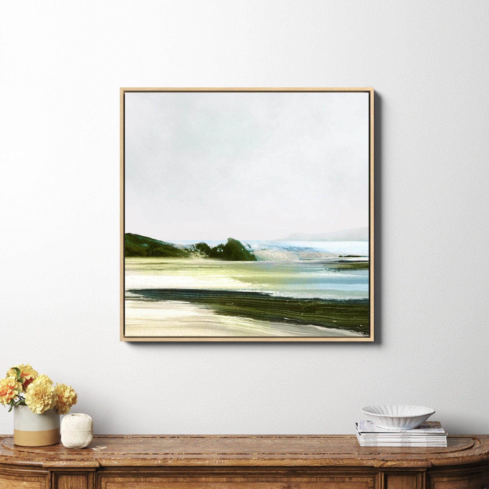 Padstow, No, Natural Framed Canvas, 36" H x 36" W x 2" D