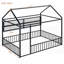 Structure de lit pleine grandeur en métal avec clôture et tablettes - aucun sommier nécessaire, robuste et durable-1162632797-1162632798