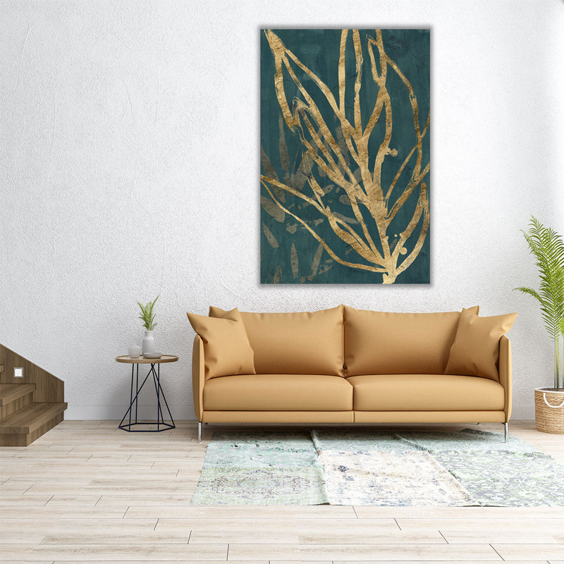 «Burnish Jungle Leaves II», reproduction d'art sur toile, H 24 po x l 16 po