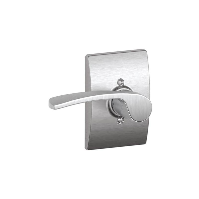 Merano Lever with Century Trim Non-Turning Lock, Satin Chrome, Left 