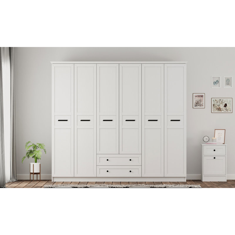 Hegins 6 Door Manufactured Wood Wardrobe, 184cm H x 210cm W x 52cm D