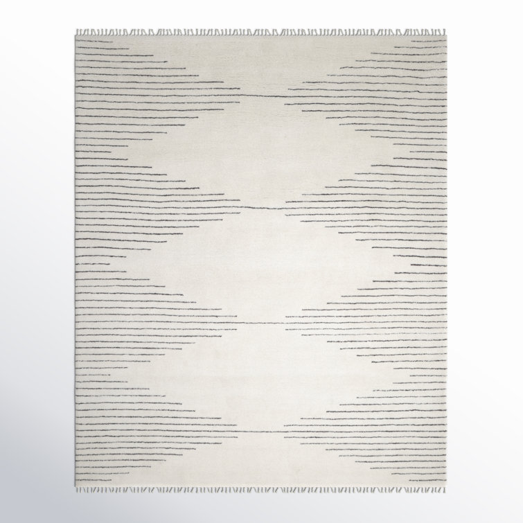 Thurman Geometric Hand-Knotted Area Rug in Parchment/Gray