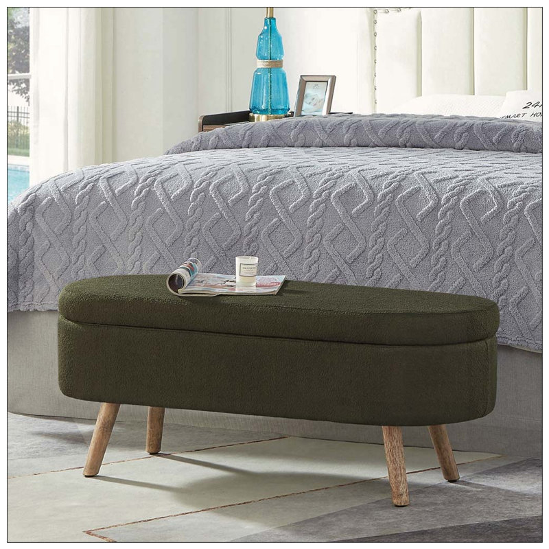 Banc de rangement avec repose-pieds ovale, Dark Green