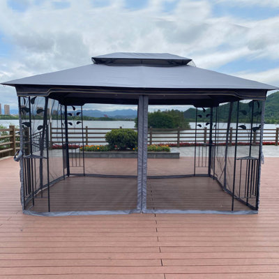 Tente d'auvent pour patio avec abri double toit ventilé et moustiquaire (moustiquaire amovible sur tous les côtés), convenant à la pelouse, au jardin, à la cour et à la terrasse
