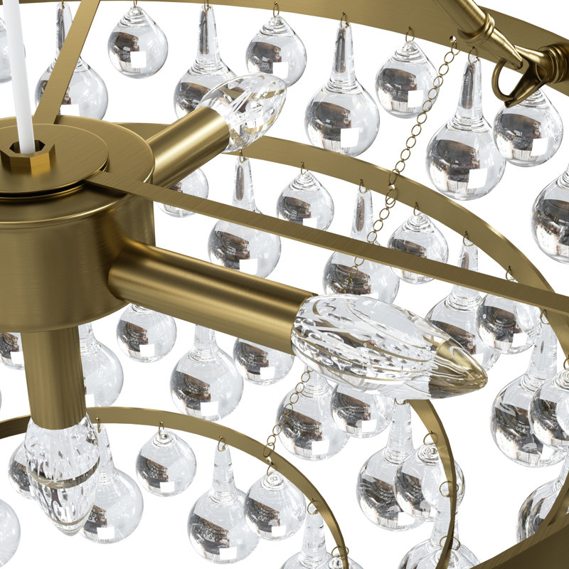 Deonta 5-Tier Dimmable Semi-Flush Crystal Chandelier, Brushed Gold